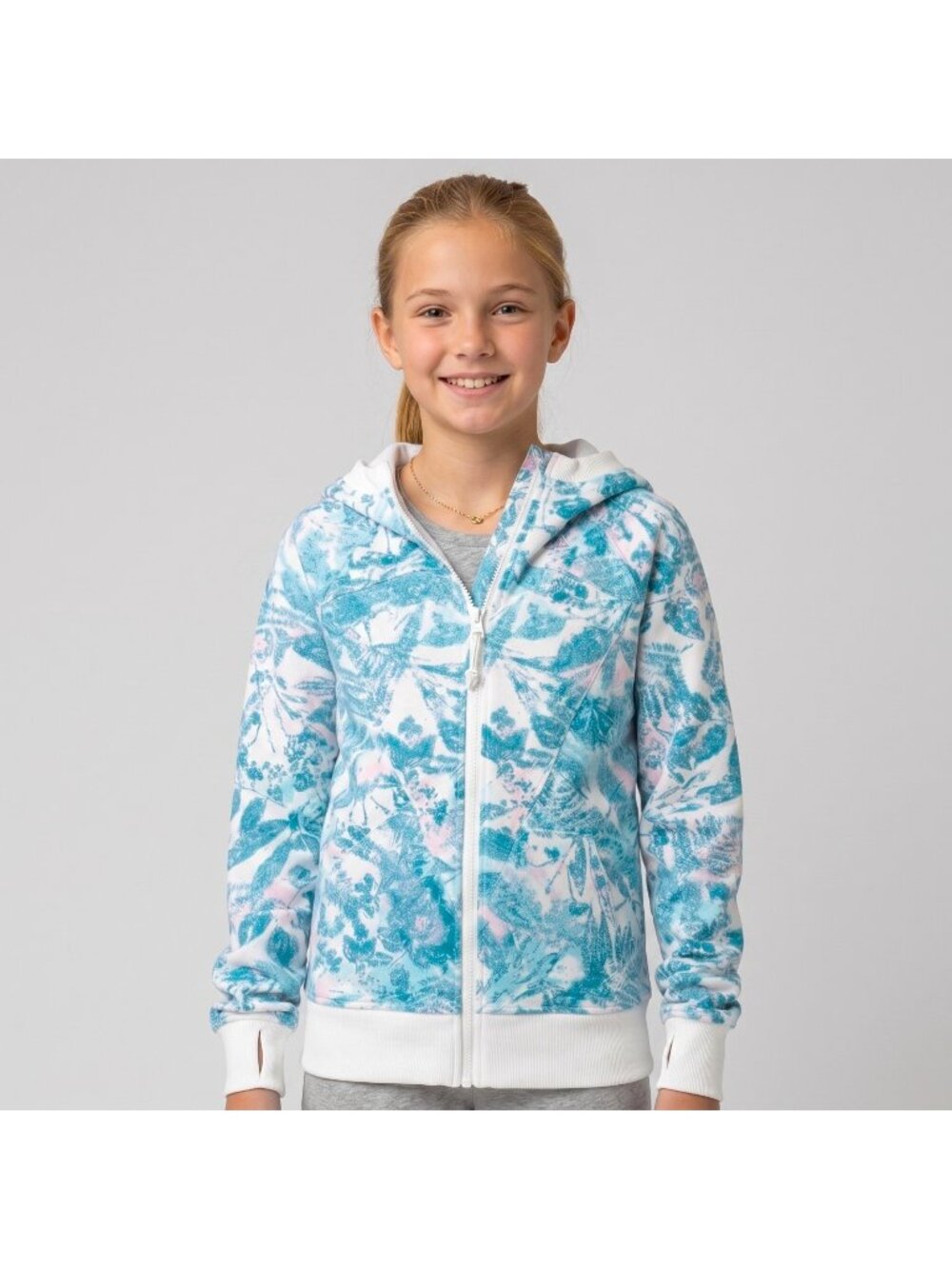 Ivivva by Lululemon Girl's Hoodie Sweatshirt Top in Imrint Bloom and size 12